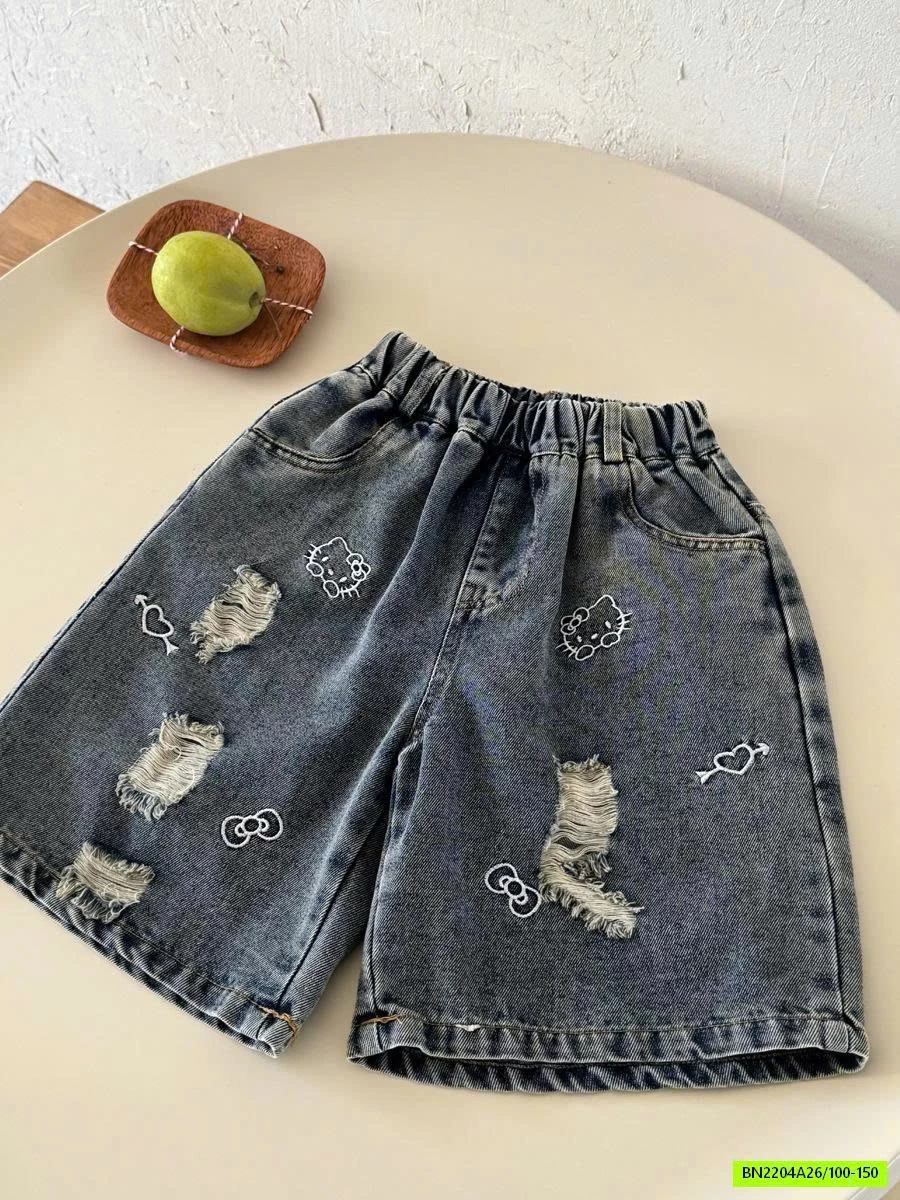 QUẦN JEAN RÁCH MÈO KITTY YUKIDS
