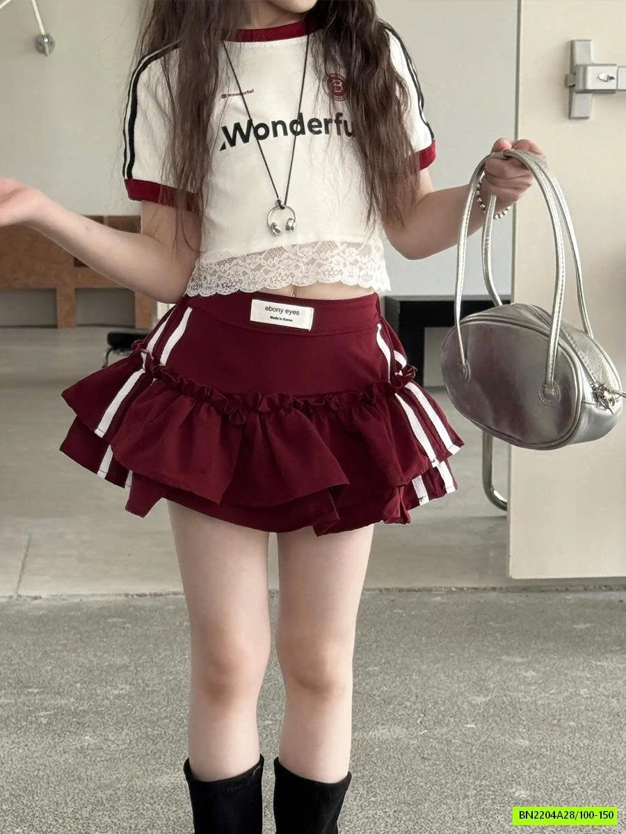 CHÂN VÁY XẾP TẦNG SỌC BÊN YUKIDS