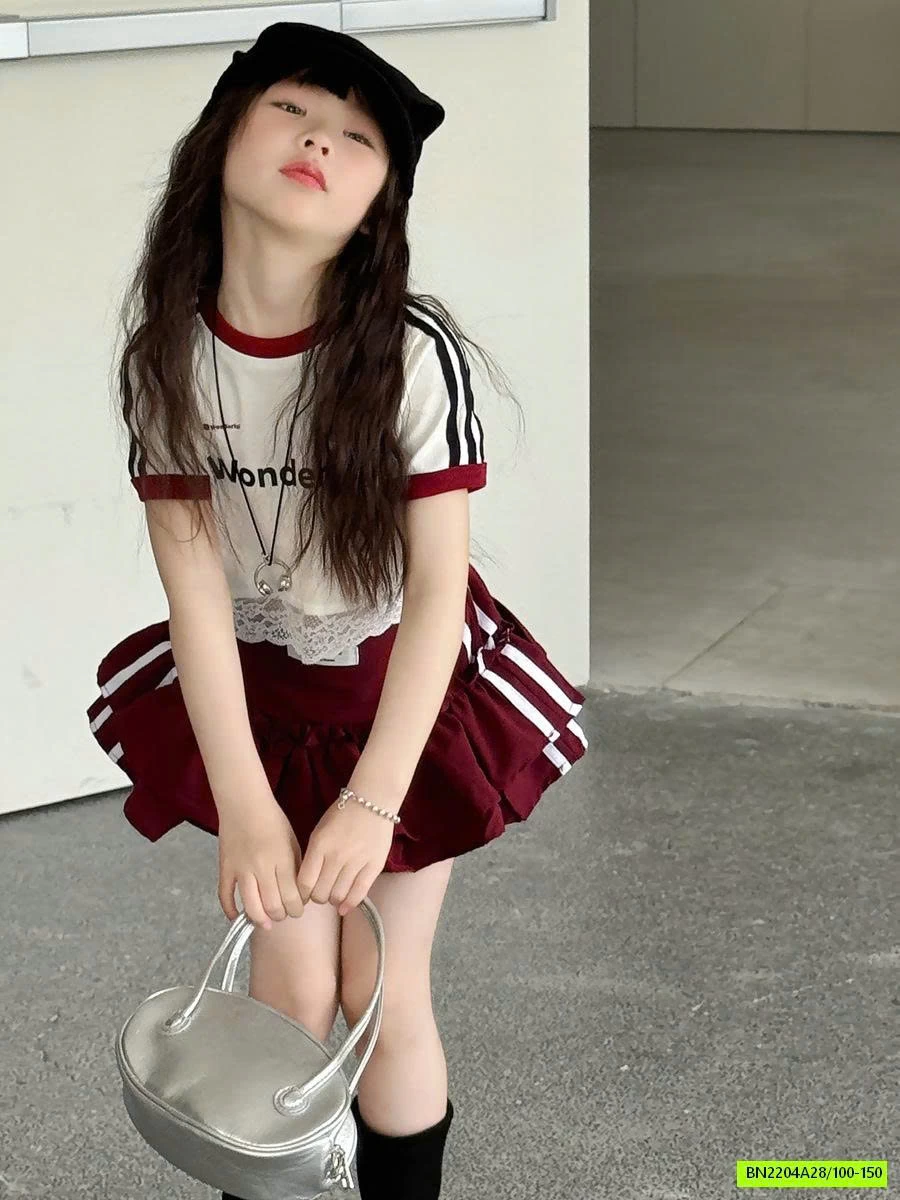 CHÂN VÁY XẾP TẦNG SỌC BÊN YUKIDS