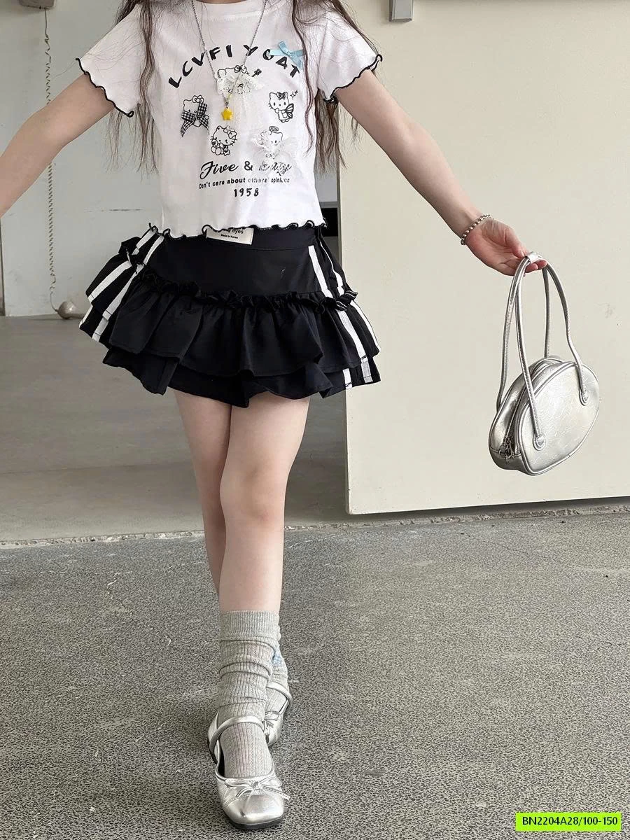 CHÂN VÁY XẾP TẦNG SỌC BÊN YUKIDS