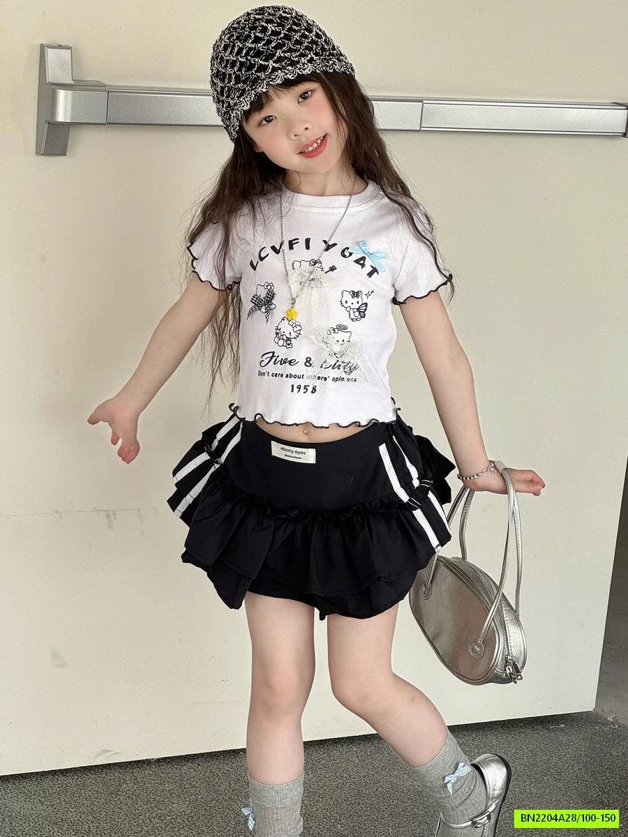 CHÂN VÁY XẾP TẦNG SỌC BÊN YUKIDS