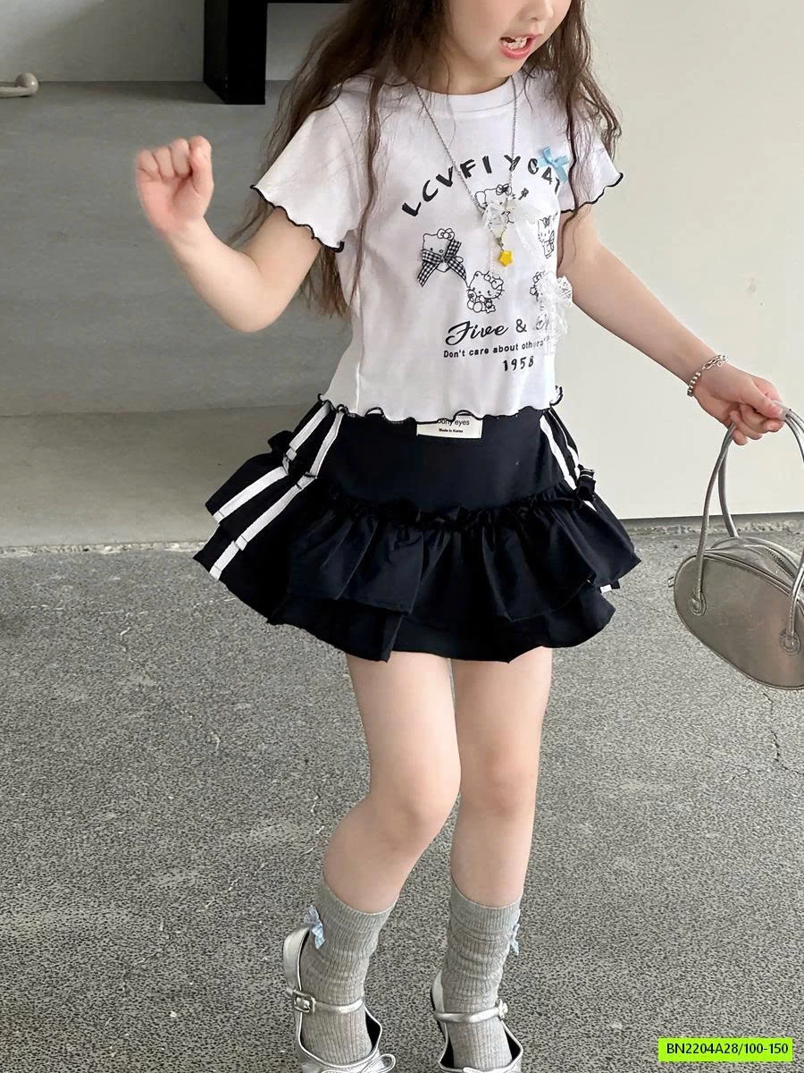 CHÂN VÁY XẾP TẦNG SỌC BÊN YUKIDS