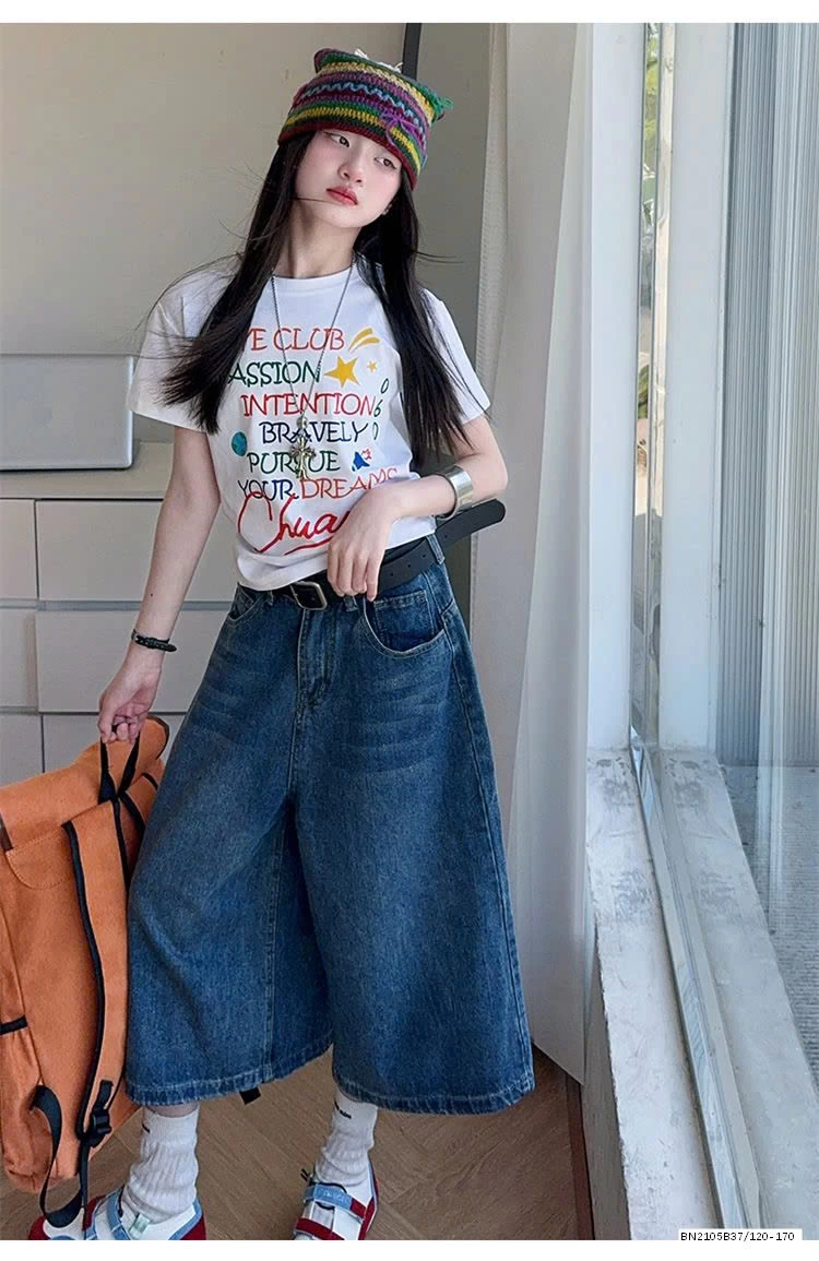 ÁO THUN CHỮ MIX QUẦN NGỐ JEAN ỐNG RỘNG