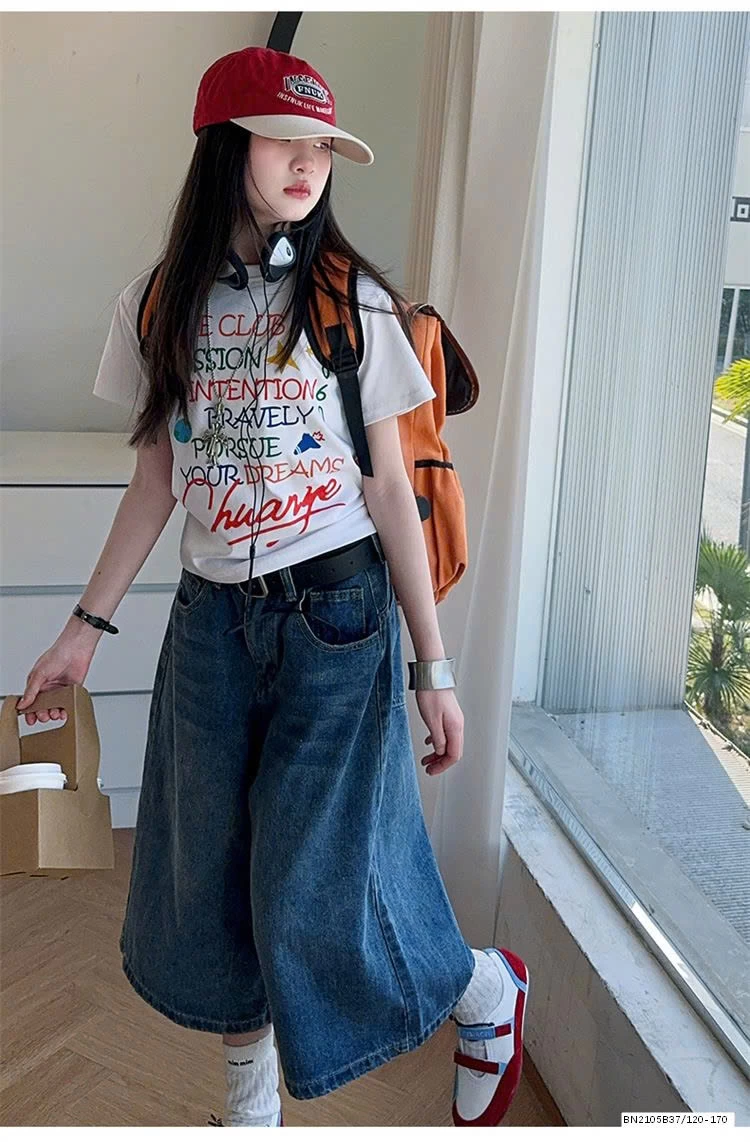 ÁO THUN CHỮ MIX QUẦN NGỐ JEAN ỐNG RỘNG