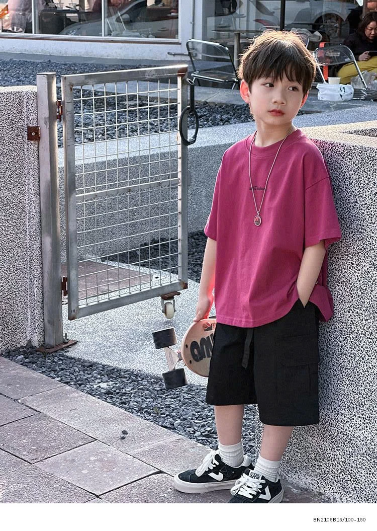 ÁO THUN TRƠN IN CHỮ BÉ TRAI BASIC