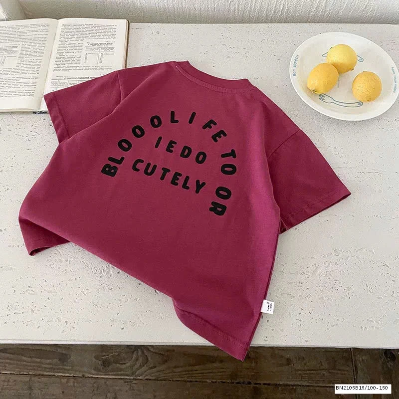 ÁO THUN TRƠN IN CHỮ BÉ TRAI BASIC