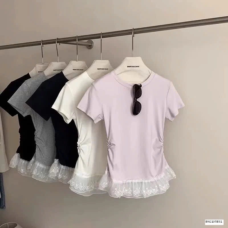 ÁO THUN RÚT EO MIX REN