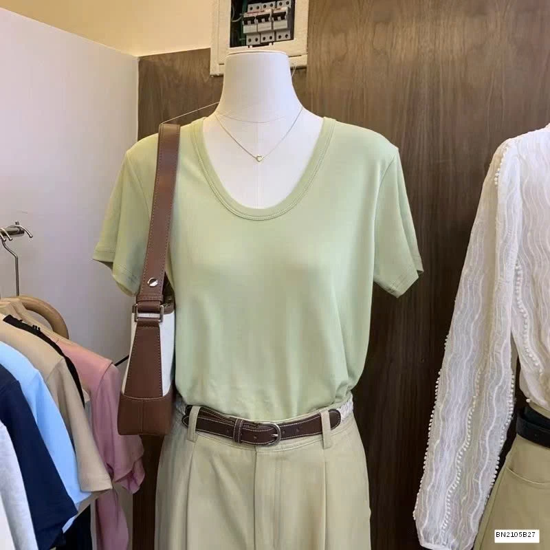 ÁO THUN CỘC TAY CỔ TRÒN NỮ