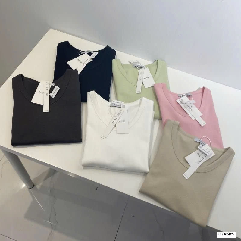 ÁO THUN CỘC TAY CỔ TRÒN NỮ