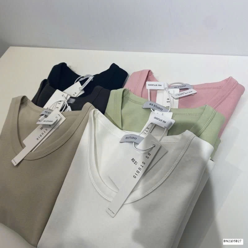 ÁO THUN CỘC TAY CỔ TRÒN NỮ