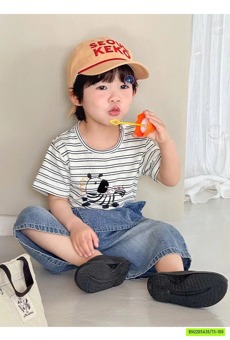 ÁO THUN KẺ MIX JEANS LỠ SZ NHÍ