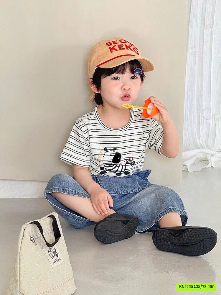 ÁO THUN KẺ MIX JEANS LỠ SZ NHÍ