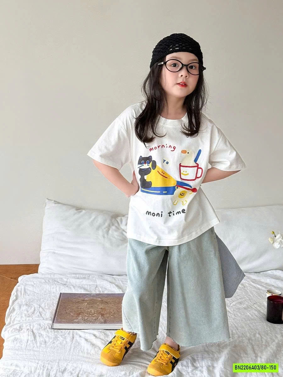 SÉT THUN TRẮNG MIX JEANS ỐNG RỘNG