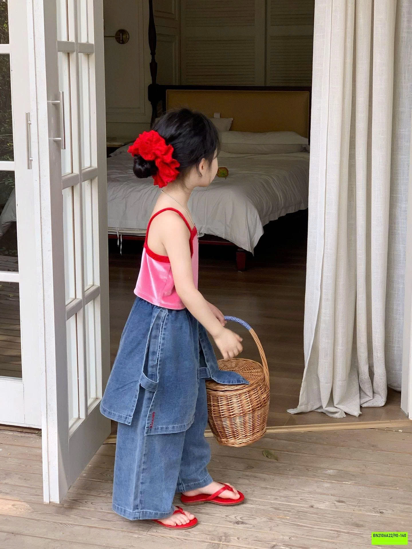 ÁO 2 DÂY MIX JEANS GIẢ VÁY