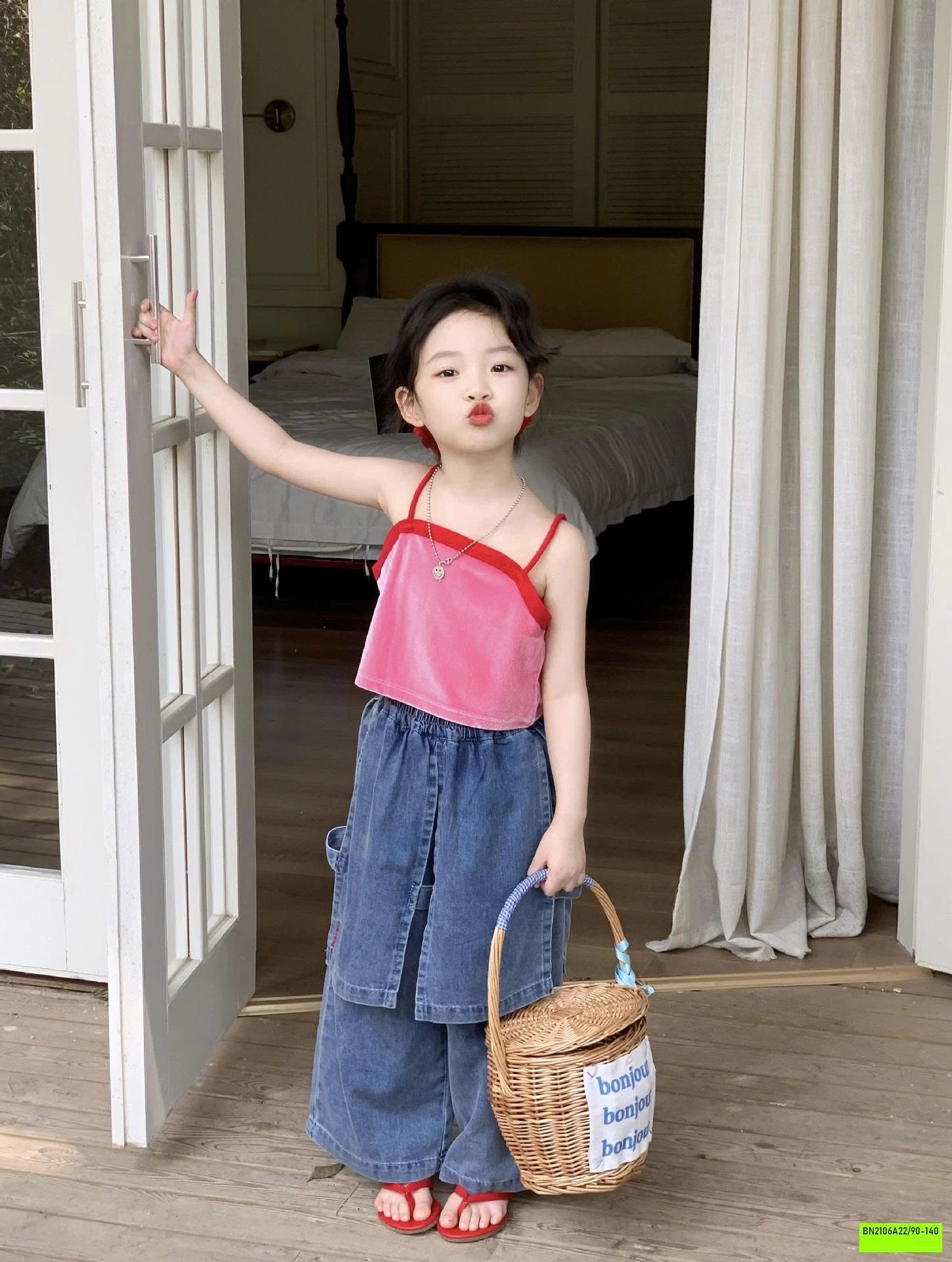 ÁO 2 DÂY MIX JEANS GIẢ VÁY