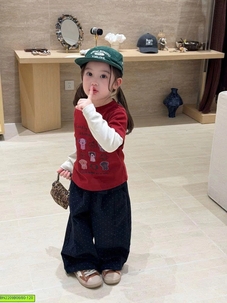 ÁO THUN CÚN ĐỎ TAY NỐI