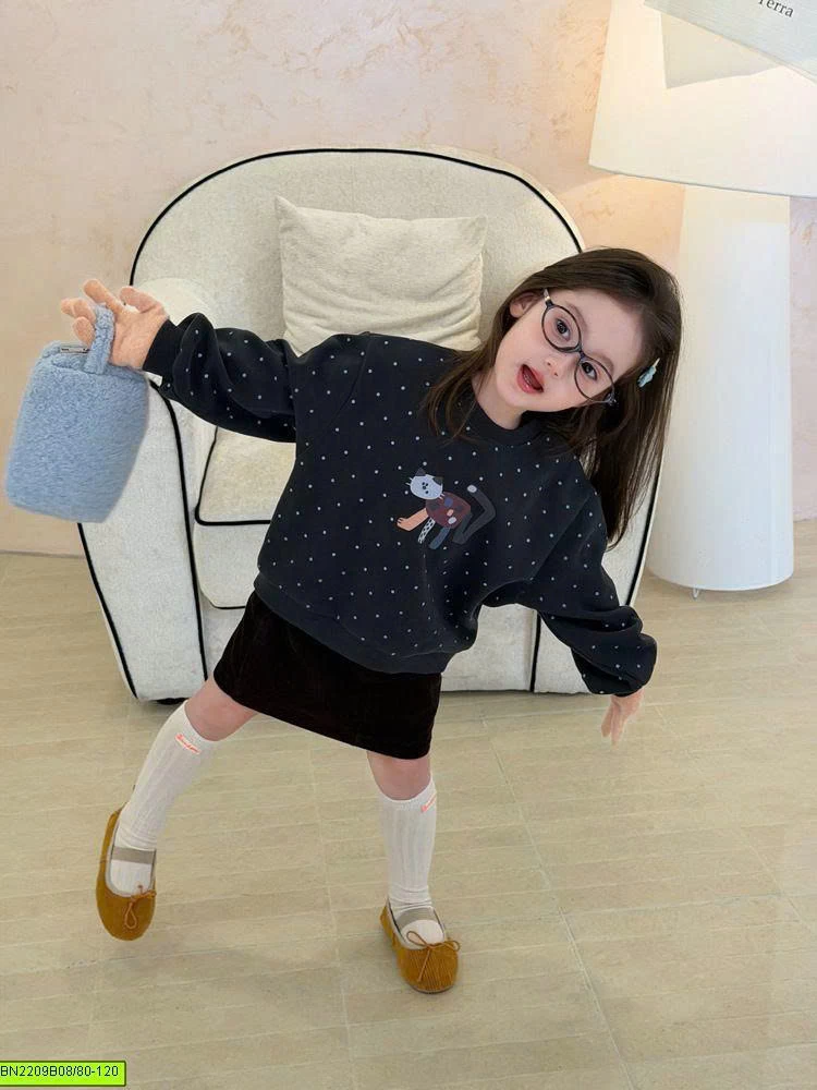 ÁO NỈ MÈO CHẤM BI S NHÍ