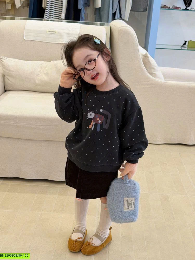 ÁO NỈ MÈO CHẤM BI S NHÍ