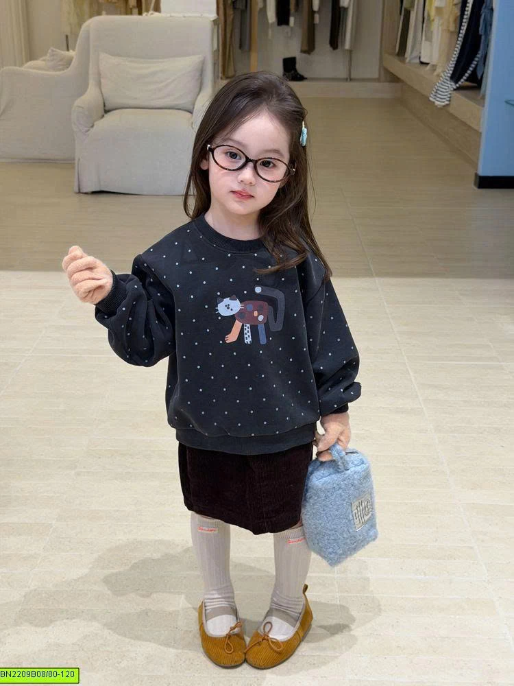 ÁO NỈ MÈO CHẤM BI S NHÍ