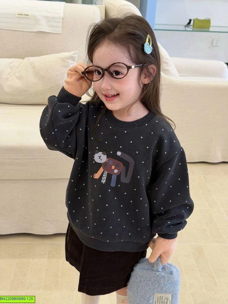 ÁO NỈ MÈO CHẤM BI S NHÍ