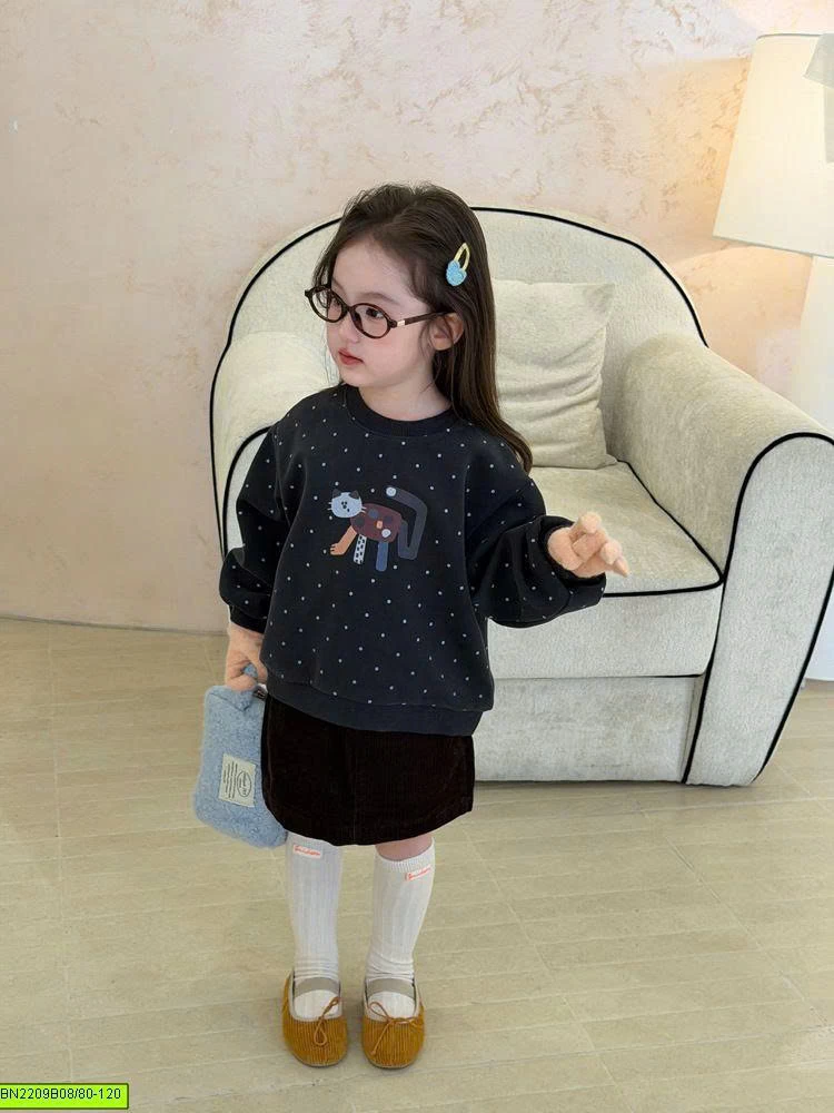 ÁO NỈ MÈO CHẤM BI S NHÍ