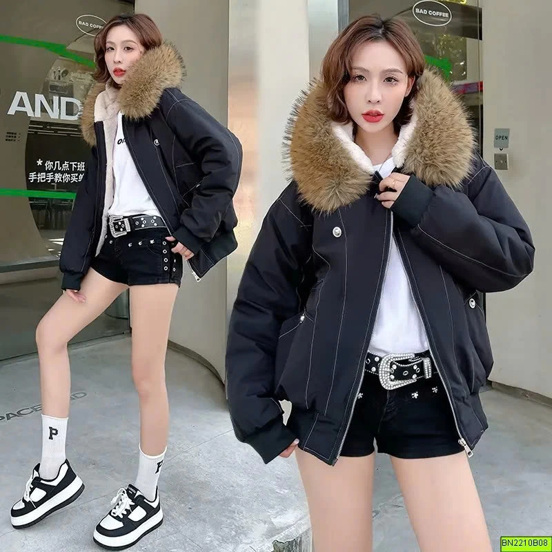 ÁO BOMBER CHỈ NỔI LÓT LÔNG CỪU MÙA ĐÔNG