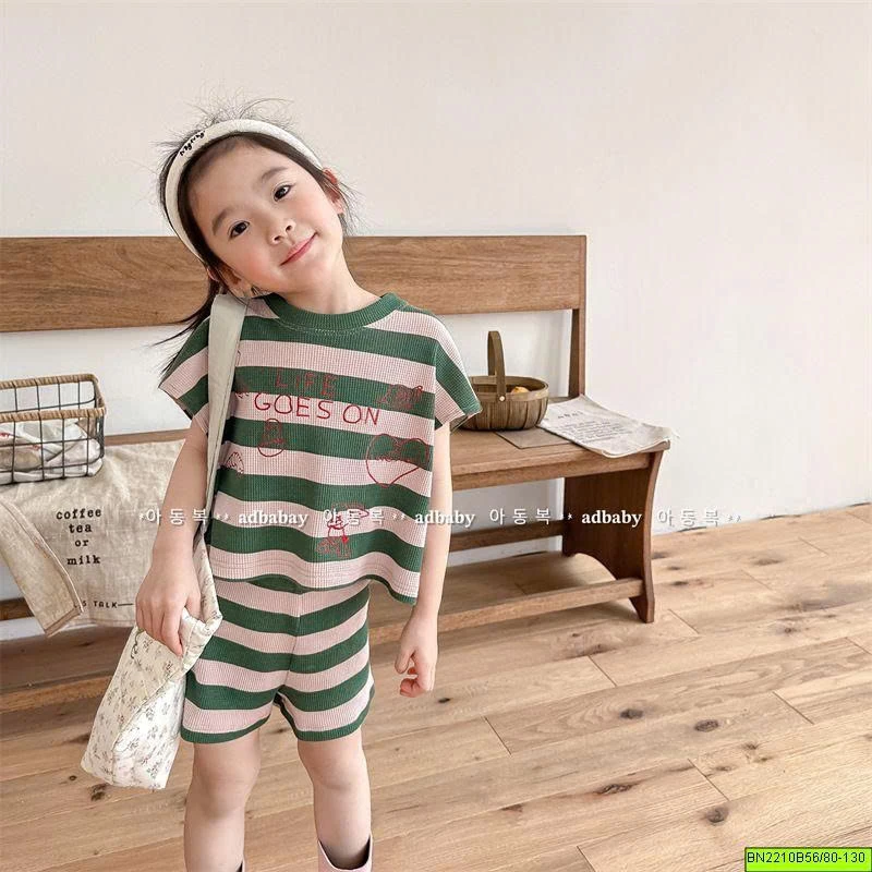 ( ADBABY ) BỘ THUN DỆT HẠT NA KẺ NGANG