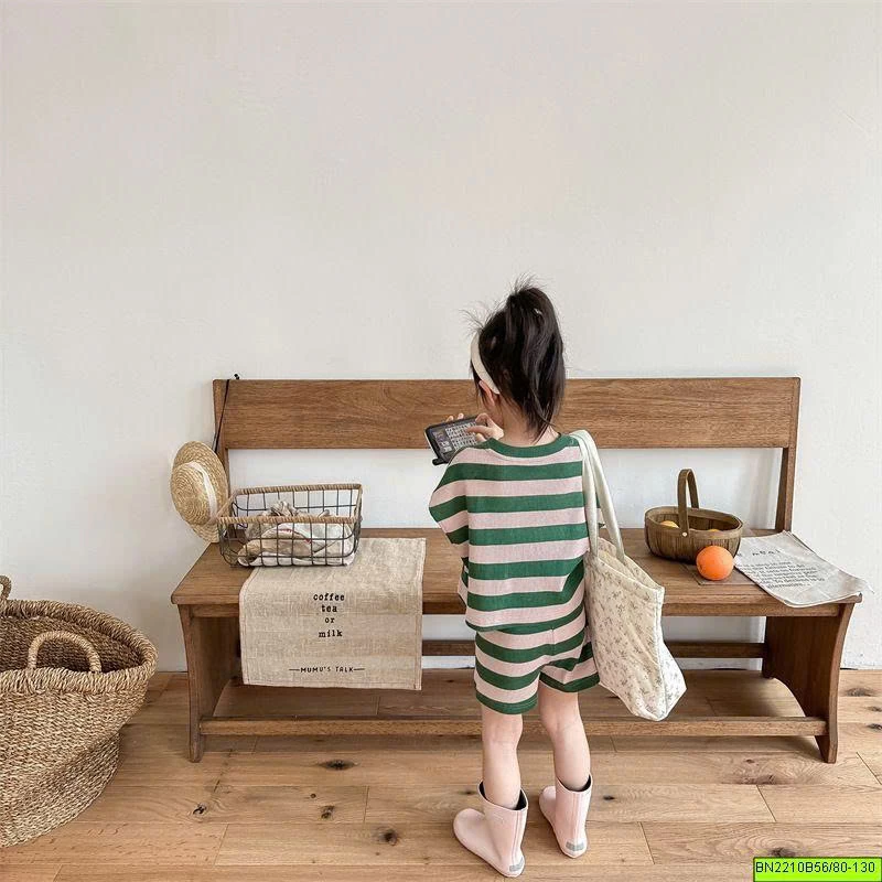 ( ADBABY ) BỘ THUN DỆT HẠT NA KẺ NGANG