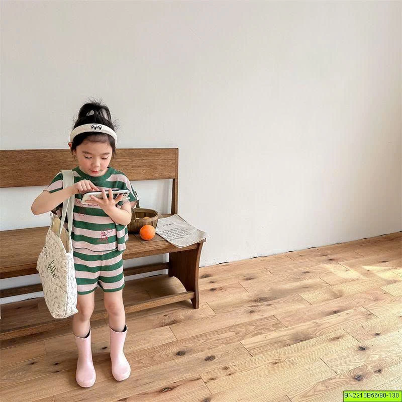 ( ADBABY ) BỘ THUN DỆT HẠT NA KẺ NGANG