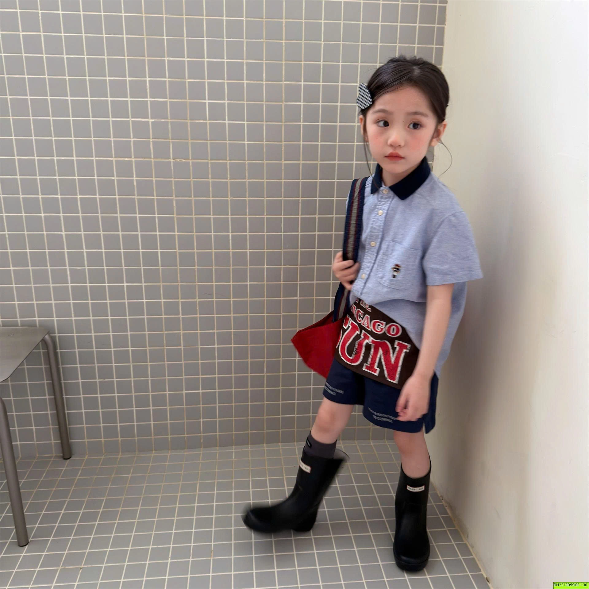 ( ADBABY ) ÁO  SƠ MI PHỐI CỔ TÚI GẤU
