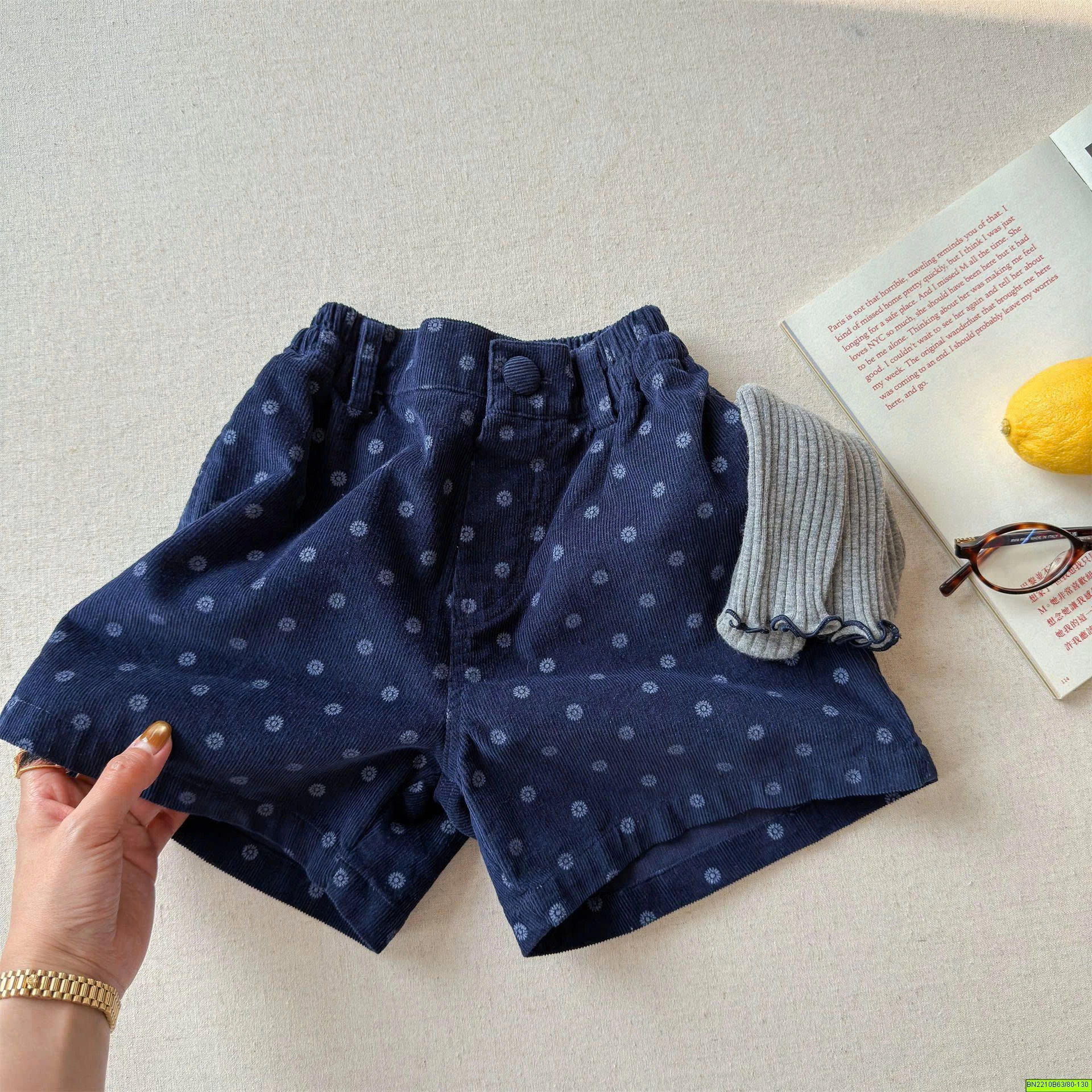 ( ADBABY ) QUẦN SHORT NHUNG HOA HÀN QUỐC