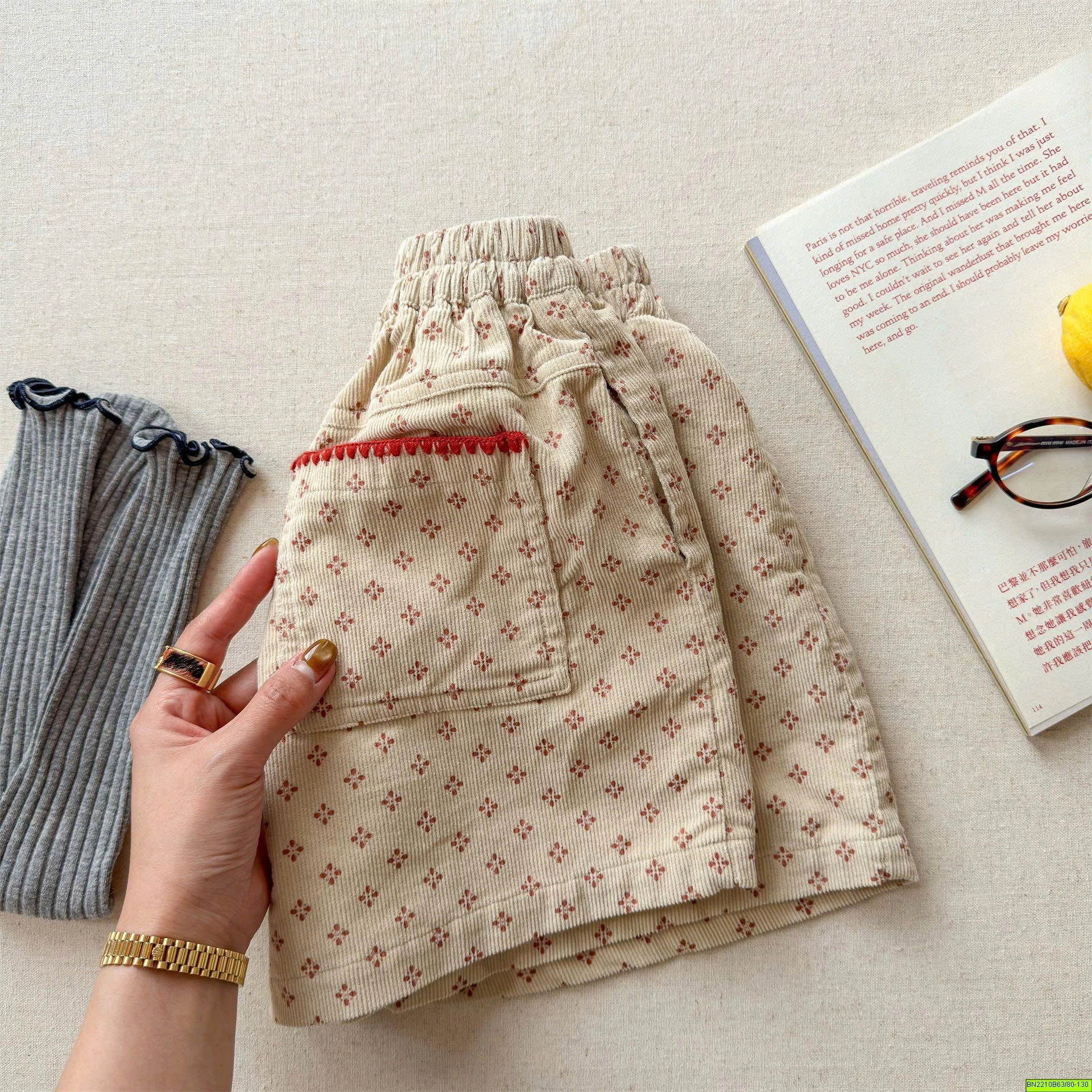 ( ADBABY ) QUẦN SHORT NHUNG HOA HÀN QUỐC