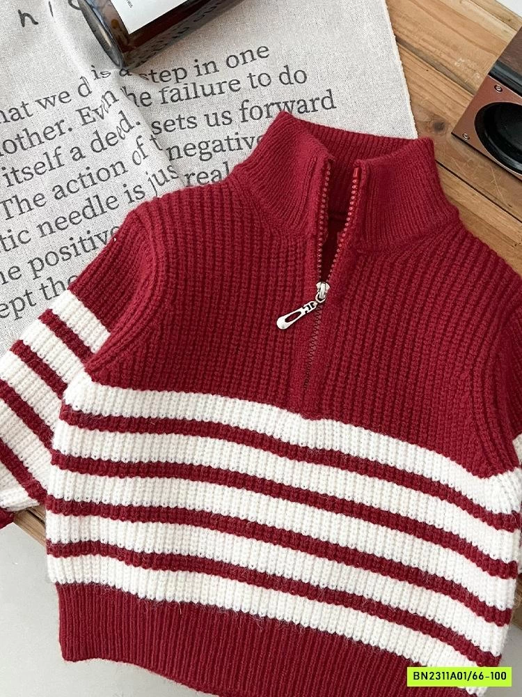 ÁO LEN ĐỎ PHỐI KẺ TRẮNG