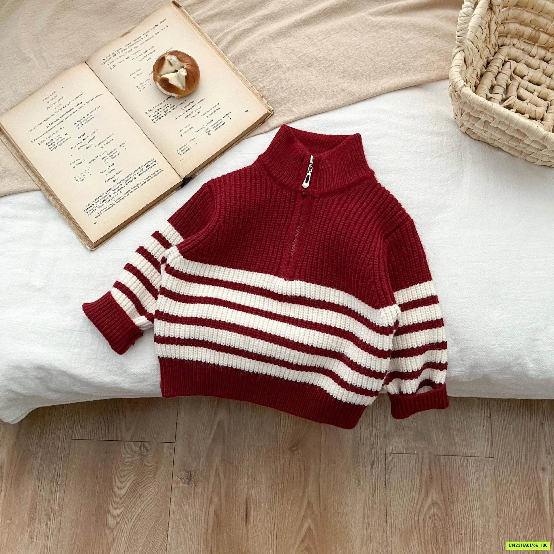 ÁO LEN ĐỎ PHỐI KẺ TRẮNG