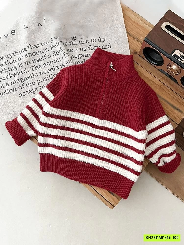 ÁO LEN ĐỎ PHỐI KẺ TRẮNG