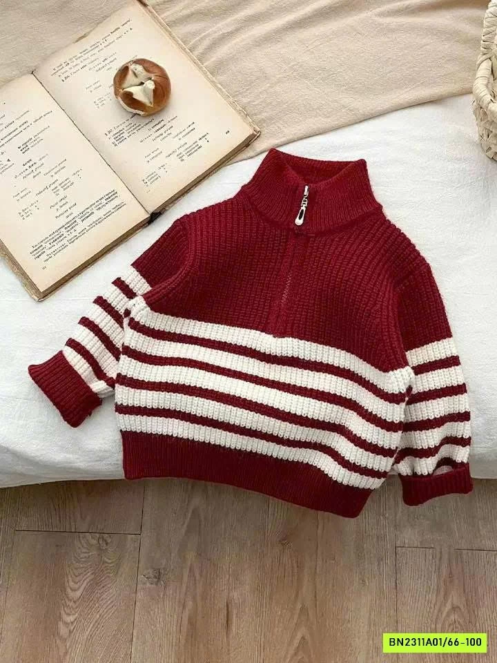 ÁO LEN ĐỎ PHỐI KẺ TRẮNG