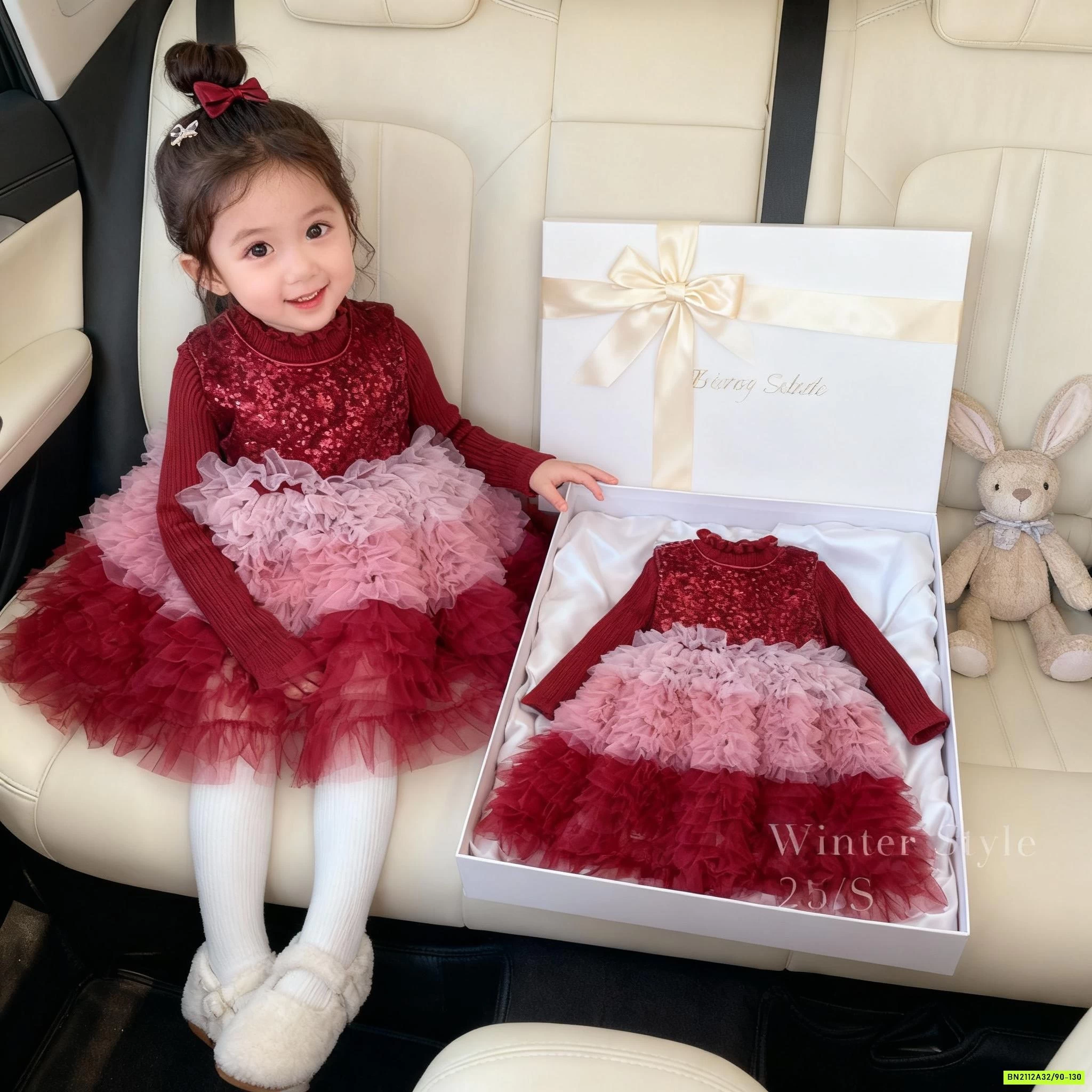 SÉT VÁY LÔNG THỎ CARO ĐỎ LÓT NHUNG