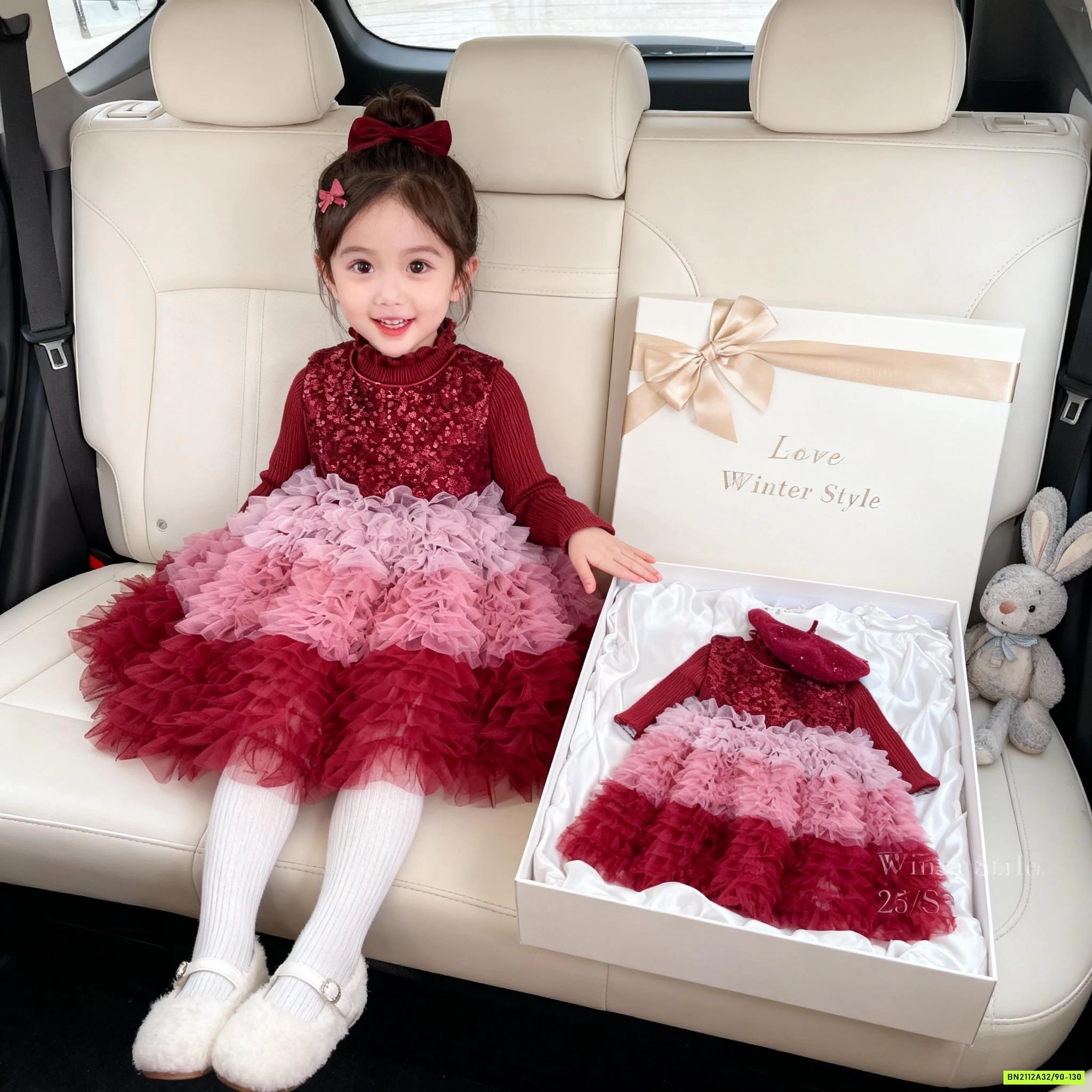 SÉT VÁY LÔNG THỎ CARO ĐỎ LÓT NHUNG