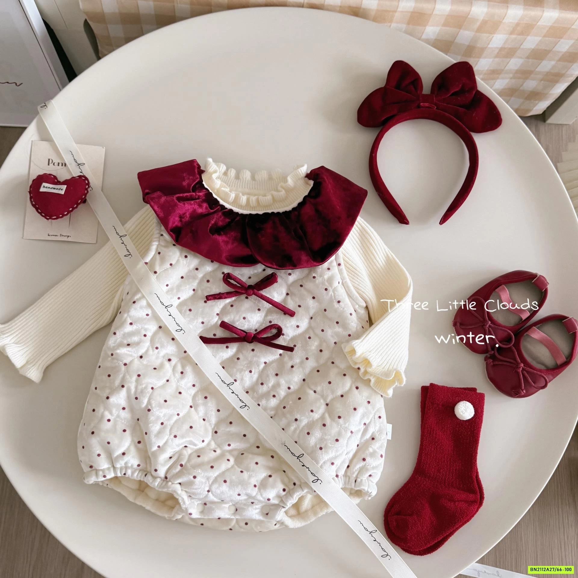 SÉT BODY NHUNG CHẤM BI ÁO LEN VIỀN BÈO