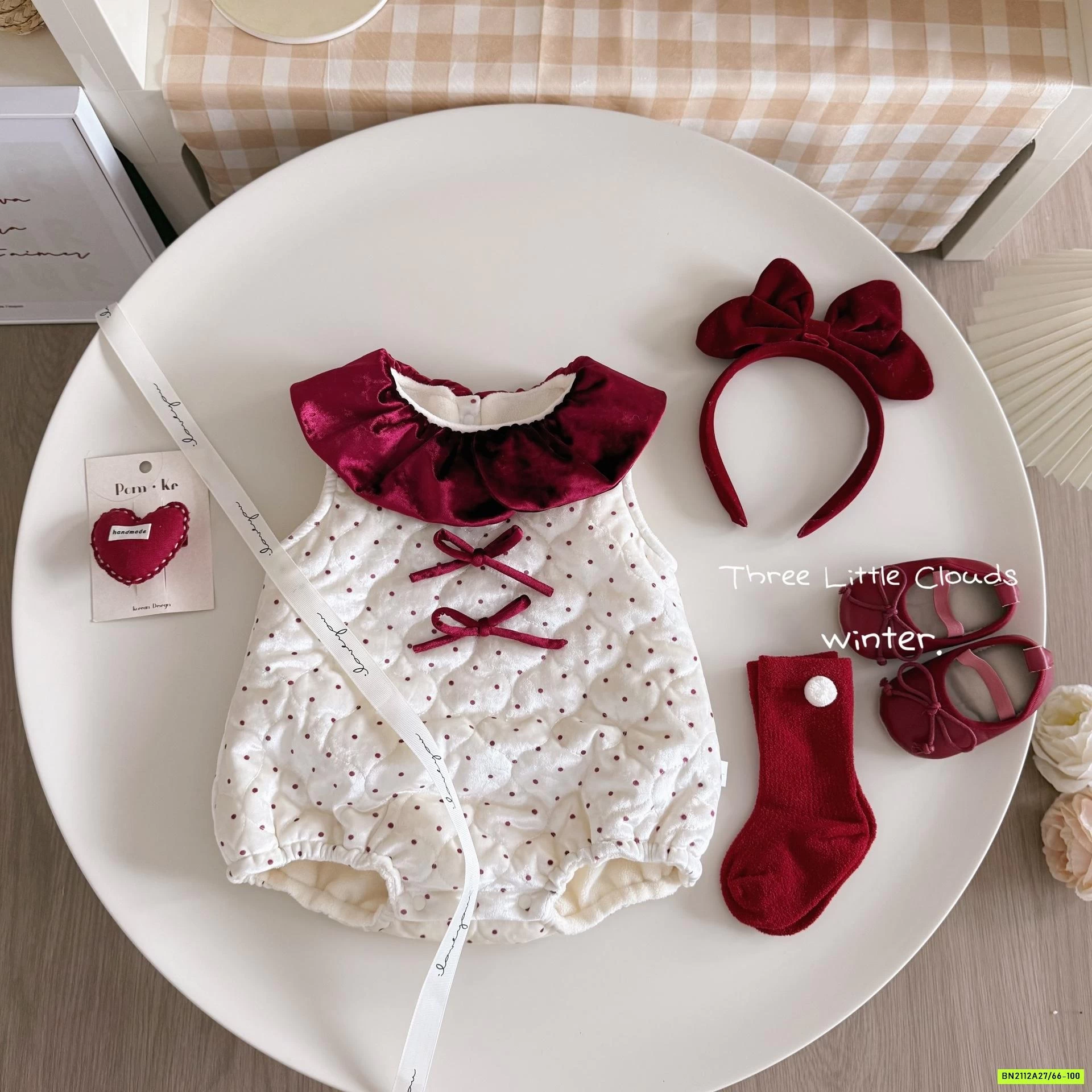 SÉT BODY NHUNG CHẤM BI ÁO LEN VIỀN BÈO