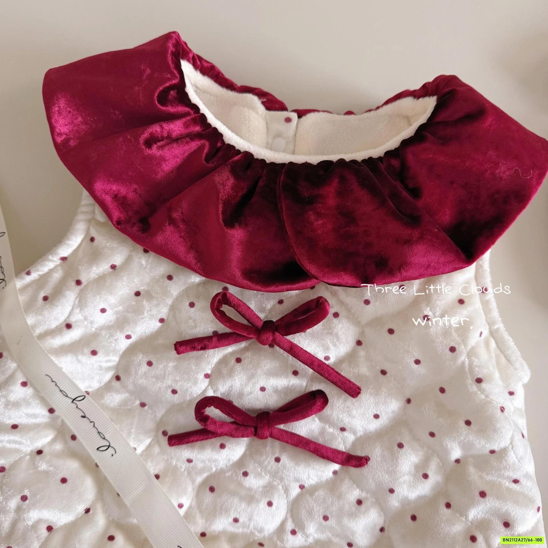 SÉT BODY NHUNG CHẤM BI ÁO LEN VIỀN BÈO