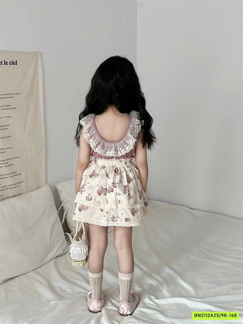 SÉT ÁO HỒNG MIX QUẦN VÁY HOA