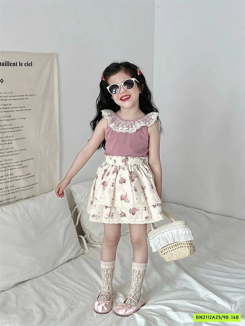 SÉT ÁO HỒNG MIX QUẦN VÁY HOA