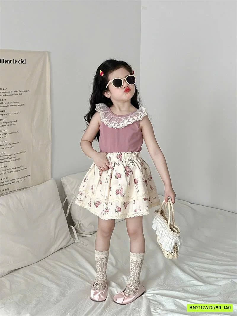 SÉT ÁO HỒNG MIX QUẦN VÁY HOA