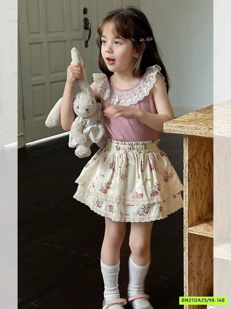 SÉT ÁO HỒNG MIX QUẦN VÁY HOA