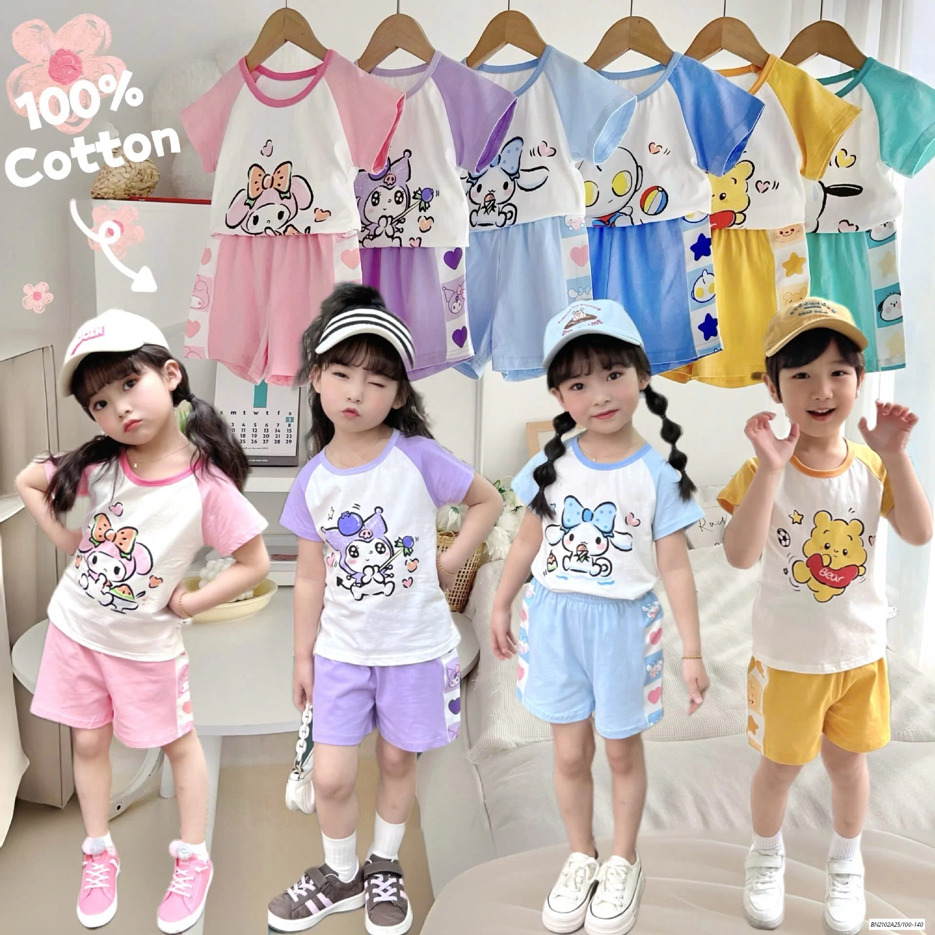 BỘ COTTON PHỐI MÀU TAY