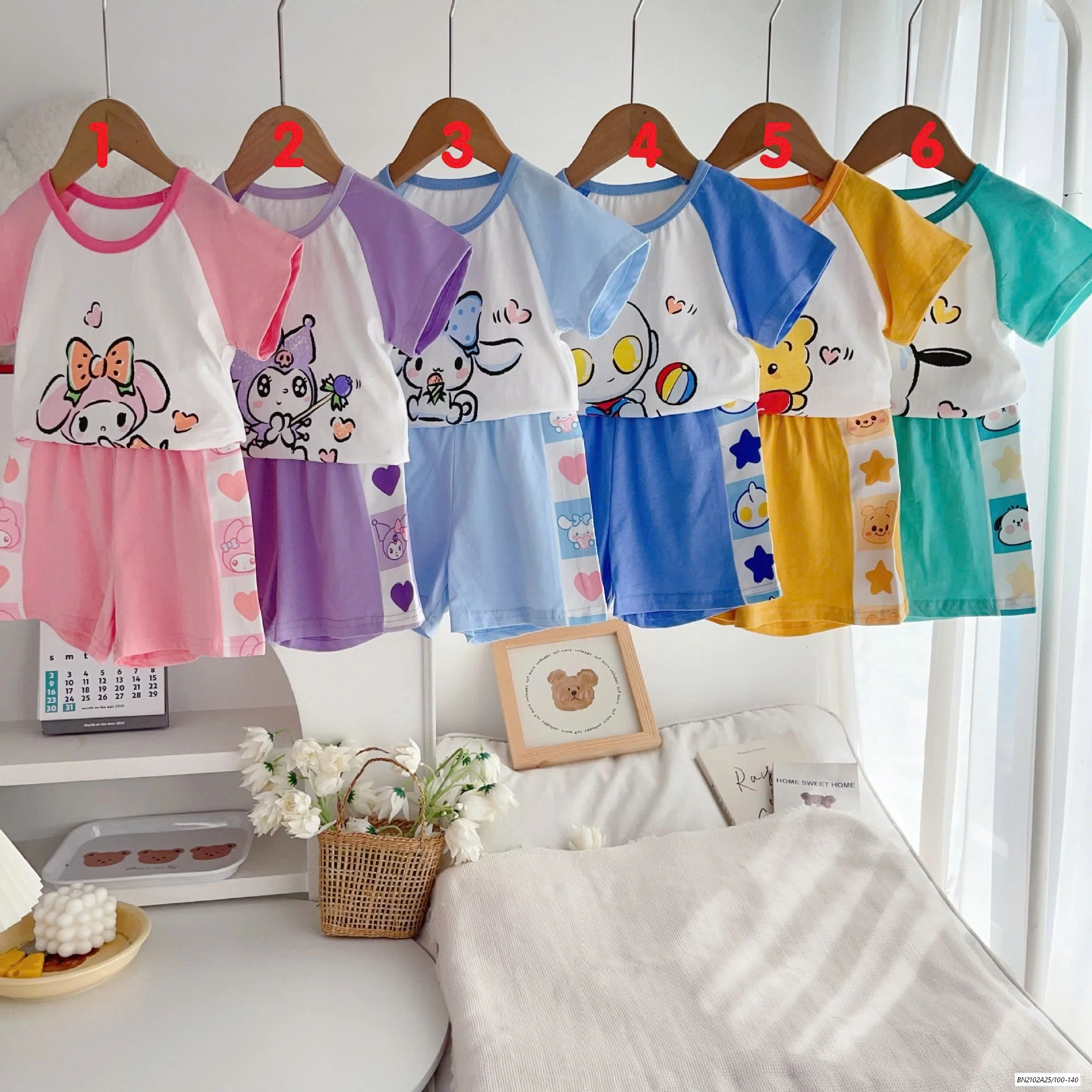 BỘ COTTON PHỐI MÀU TAY