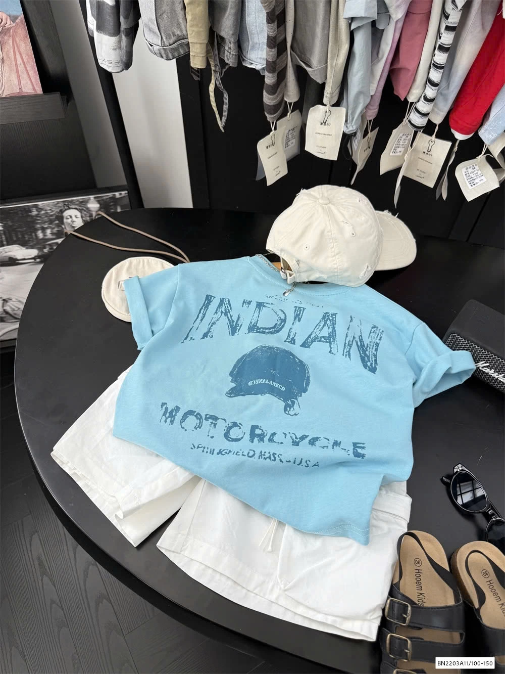 ÁO THUN XANH MIX SHORT TRẮNG