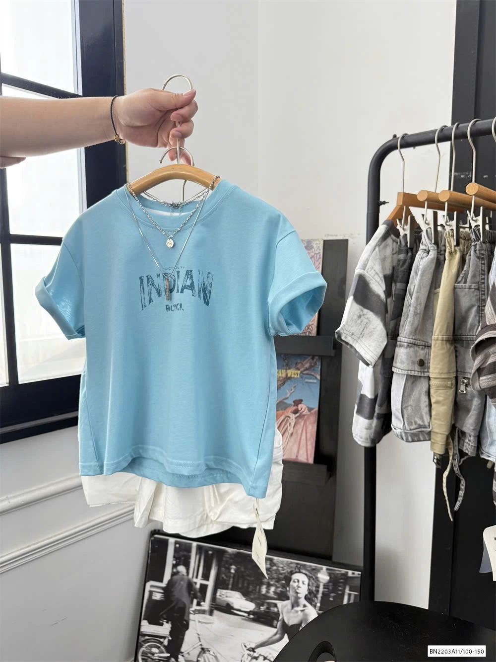 ÁO THUN XANH MIX SHORT TRẮNG