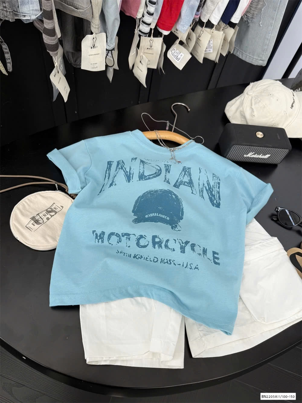 ÁO THUN XANH MIX SHORT TRẮNG